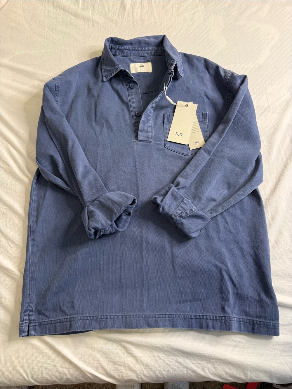 Folk Men’s Long-Sleeve Polo Shirt - Blue